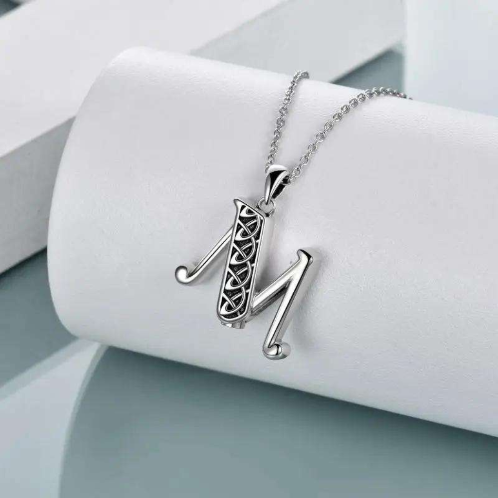 Letter M Cremation Necklace Sterling Silver