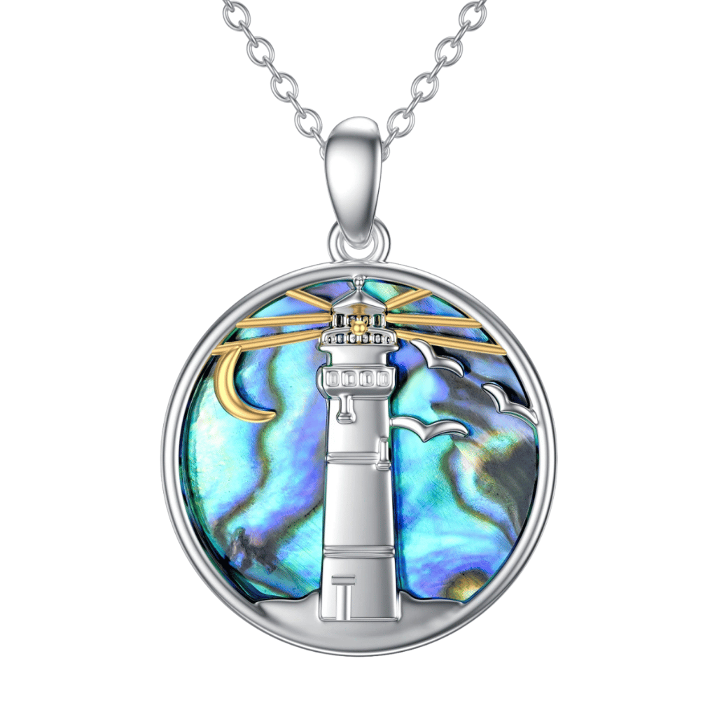 Abalone Lighthouse Cremation Necklace Sterling Silver