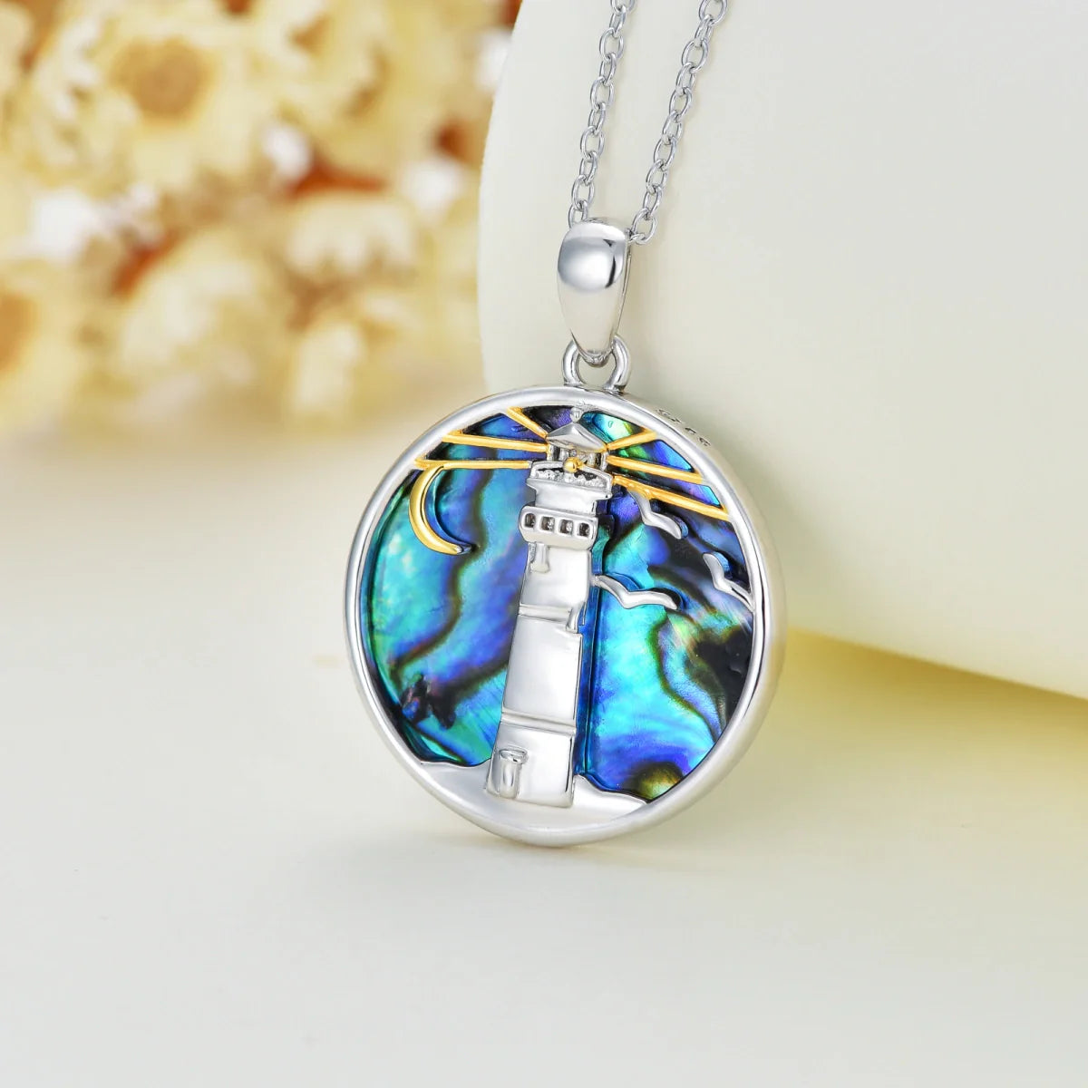Abalone Lighthouse Cremation Necklace Sterling Silver