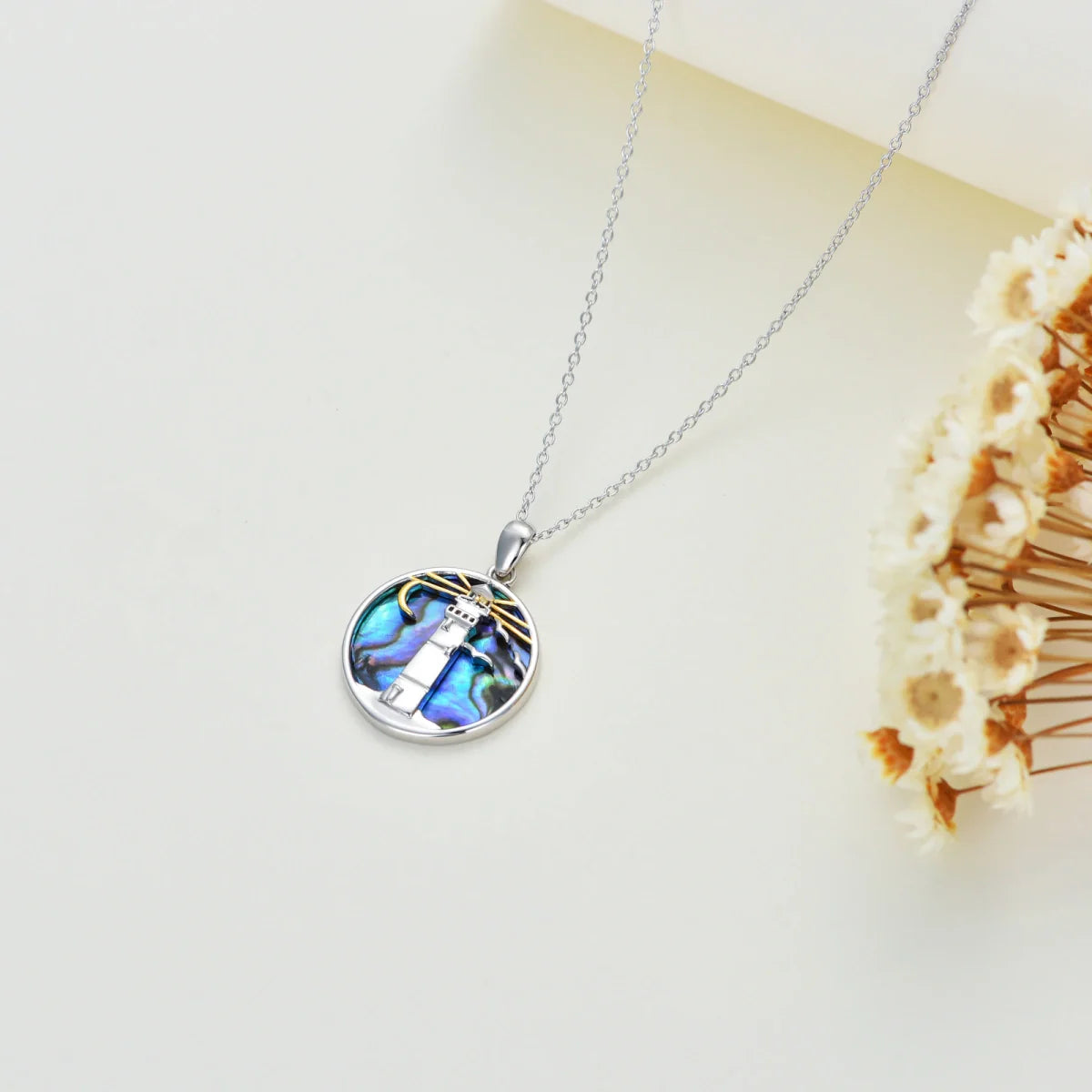 Abalone Lighthouse Cremation Necklace Sterling Silver
