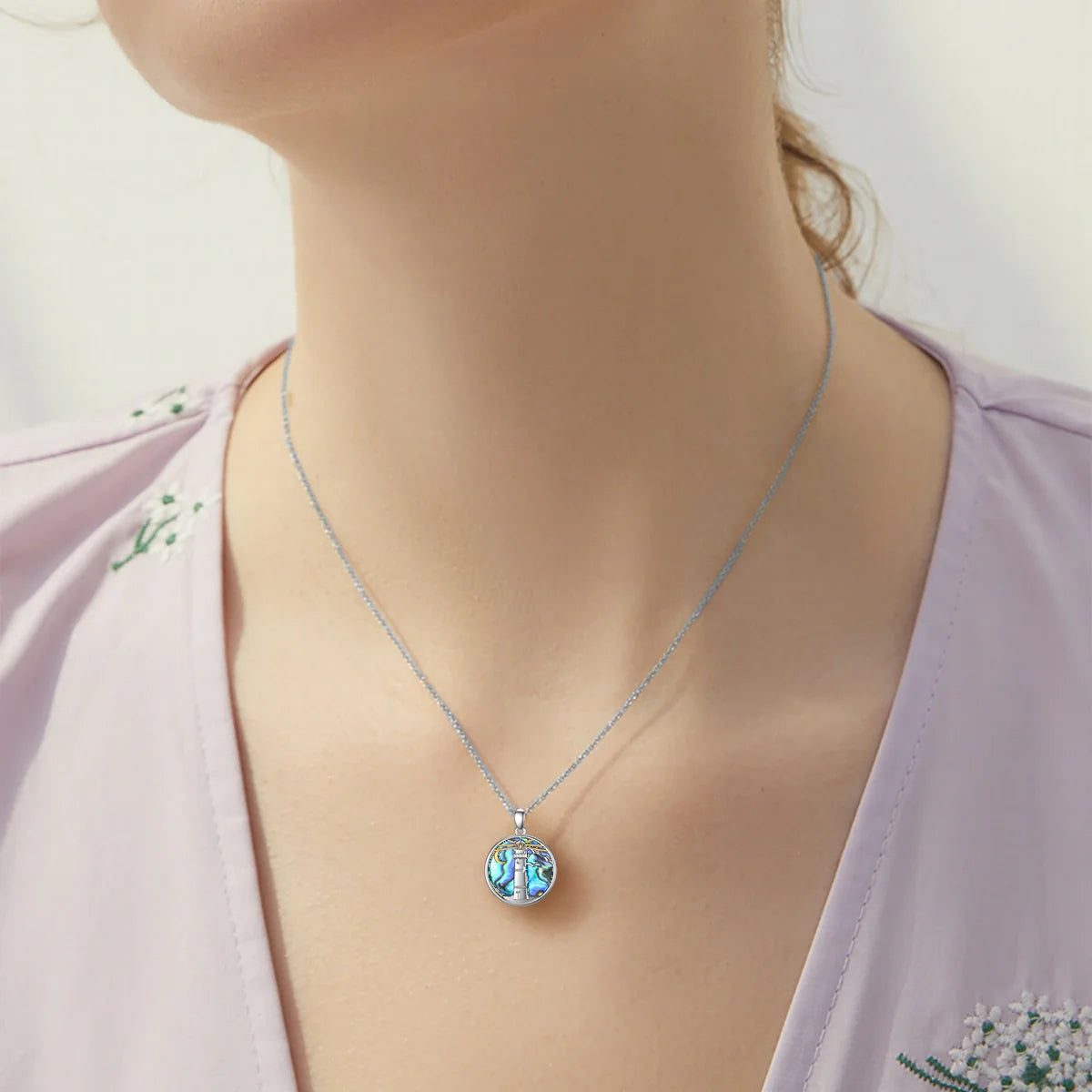 Abalone Lighthouse Cremation Necklace Sterling Silver