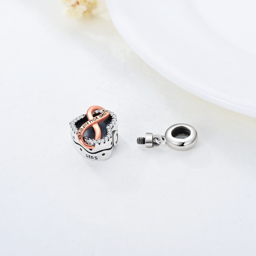 Love Heart Picture Frame Cremation Charm Sterling Silver