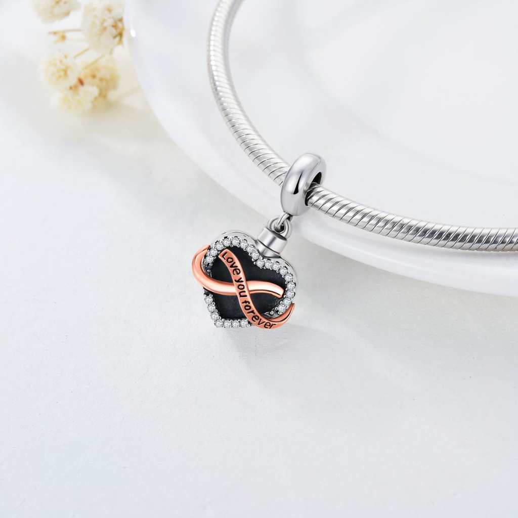 Love Heart Picture Frame Cremation Charm Sterling Silver