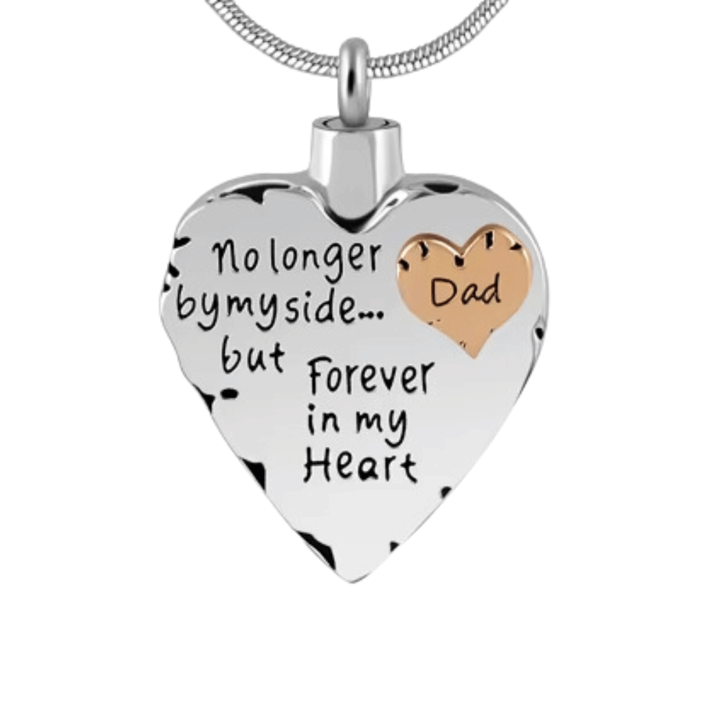 Dad Heart Cremation Necklace Stainless Steel