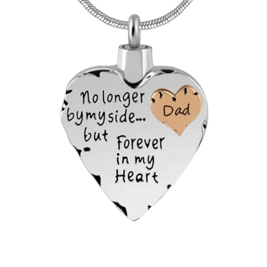 Dad Heart Cremation Necklace Stainless Steel