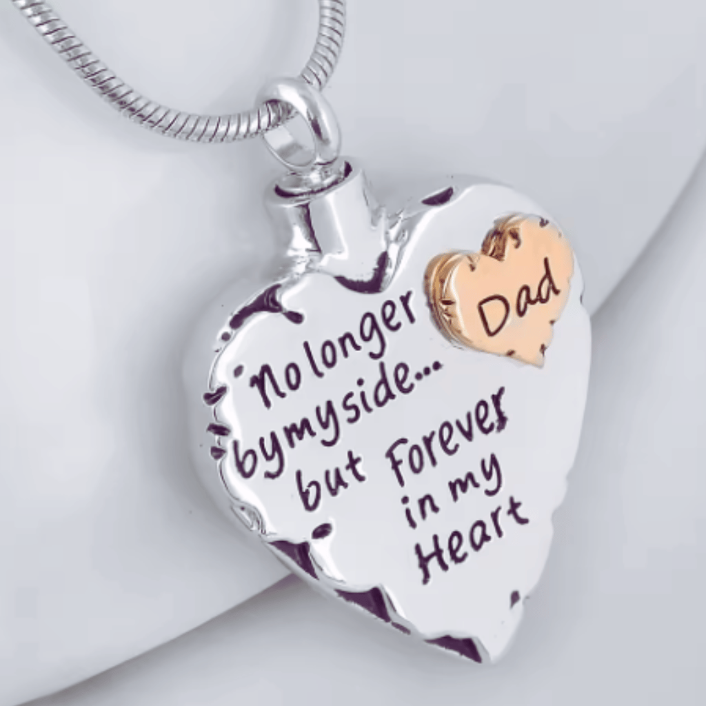 Dad Heart Cremation Necklace Stainless Steel