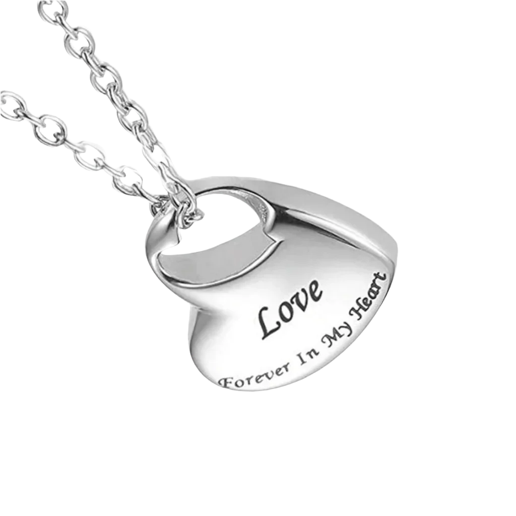 Inscribed Open Heart Cremation Necklace Stainless Steel