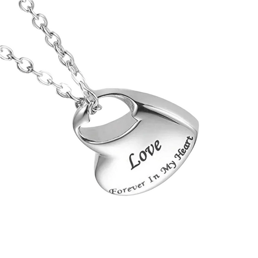 Inscribed Open Heart Cremation Necklace Stainless Steel