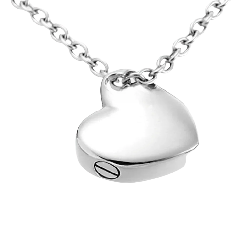 Inscribed Open Heart Cremation Necklace Stainless Steel