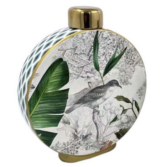 Bird Nature Circle Ceramic Urn