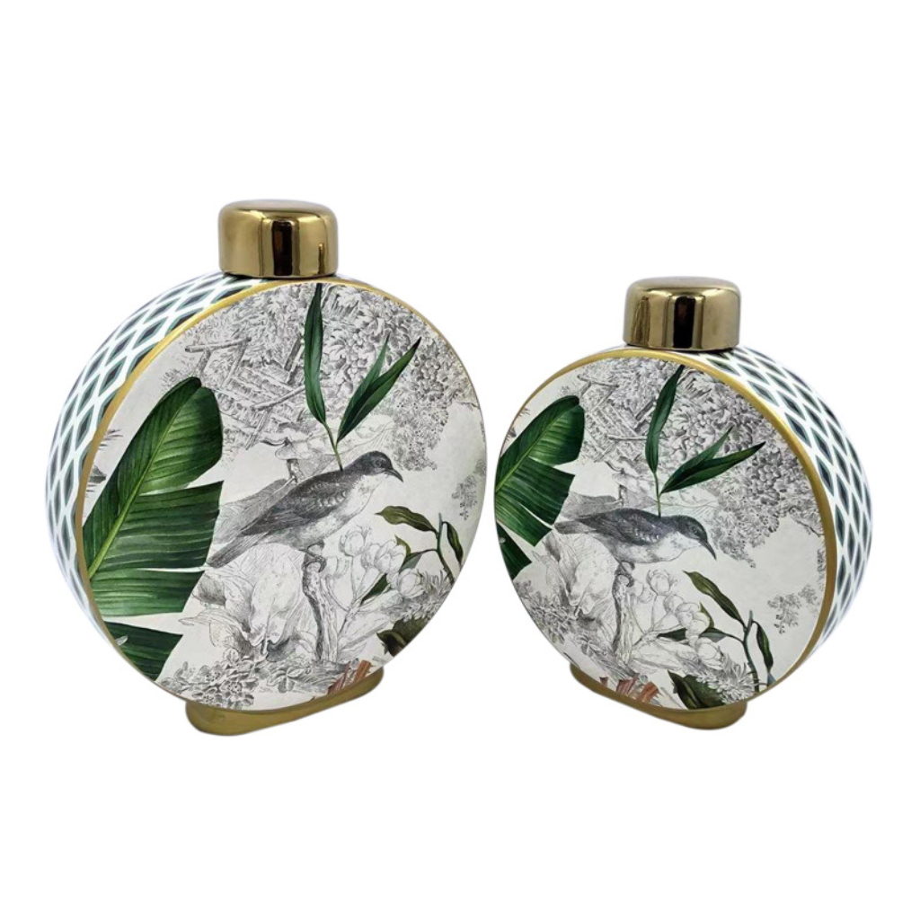 Bird Nature Circle Ceramic Urn
