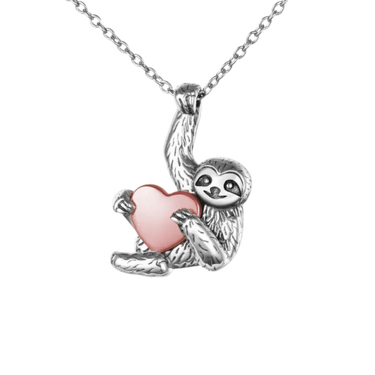 Sloth Heart Cremation Necklace Sterling Silver