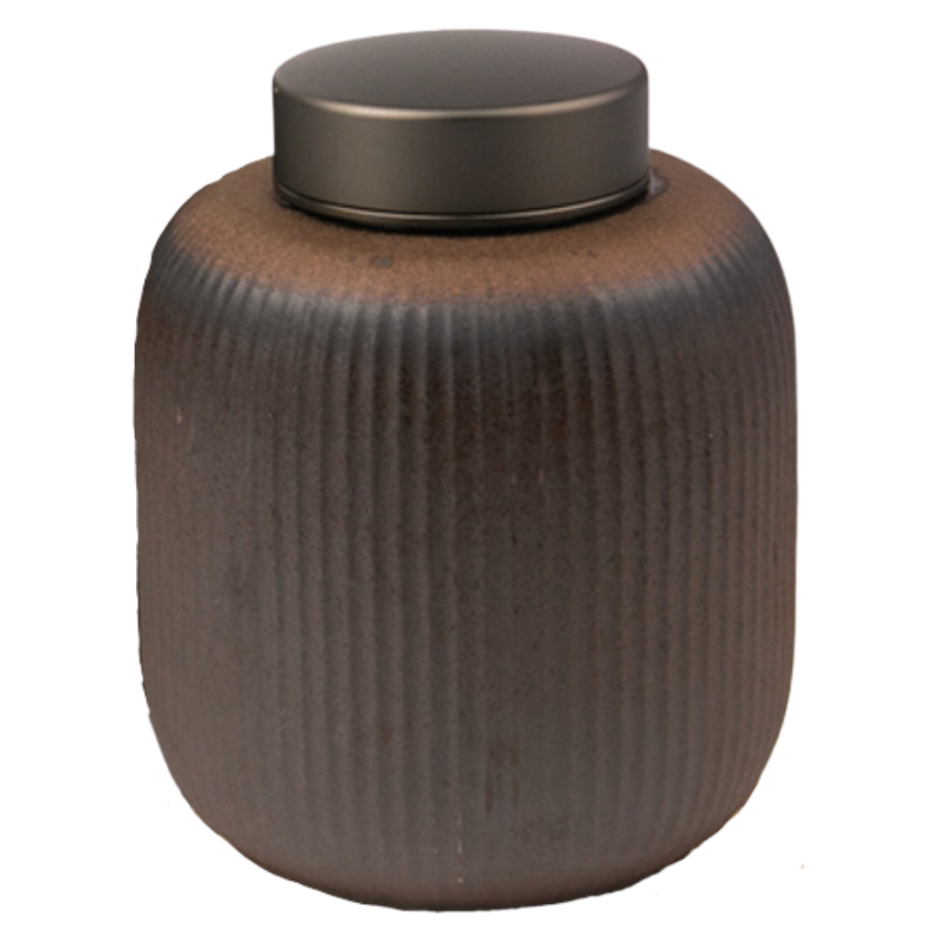 Metal Lid Oblong Rustic Small Ceramic Urn