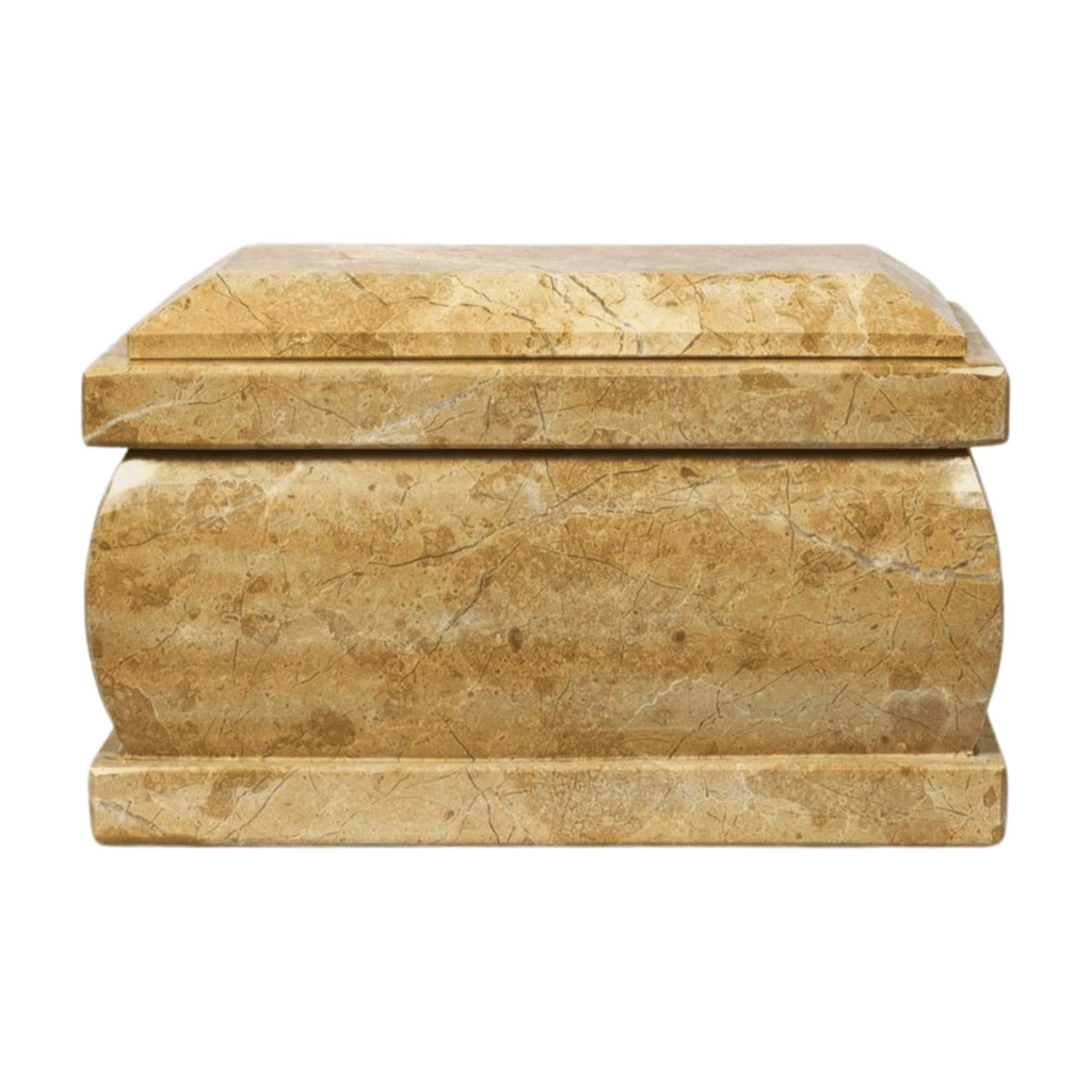 Beige Rectangle Marble Cremation Urn
