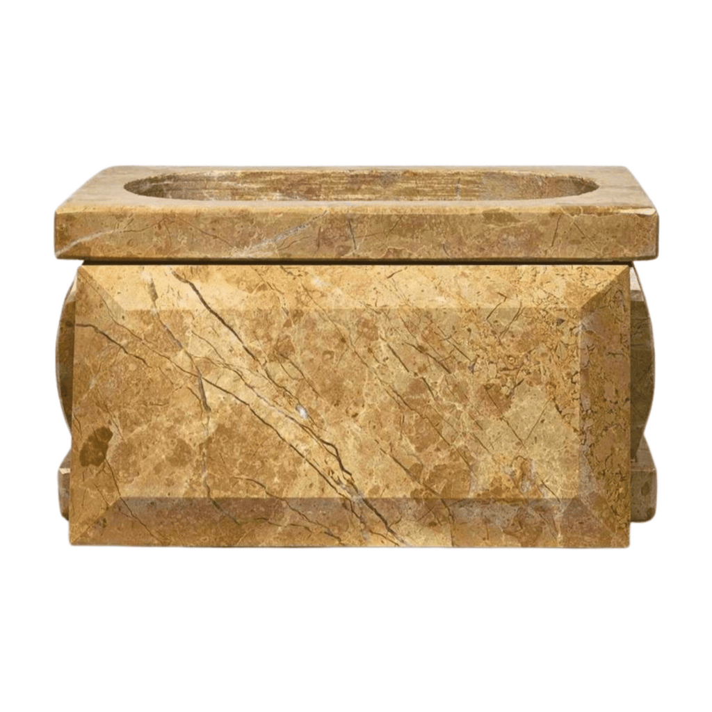 Beige Rectangle Marble Cremation Urn