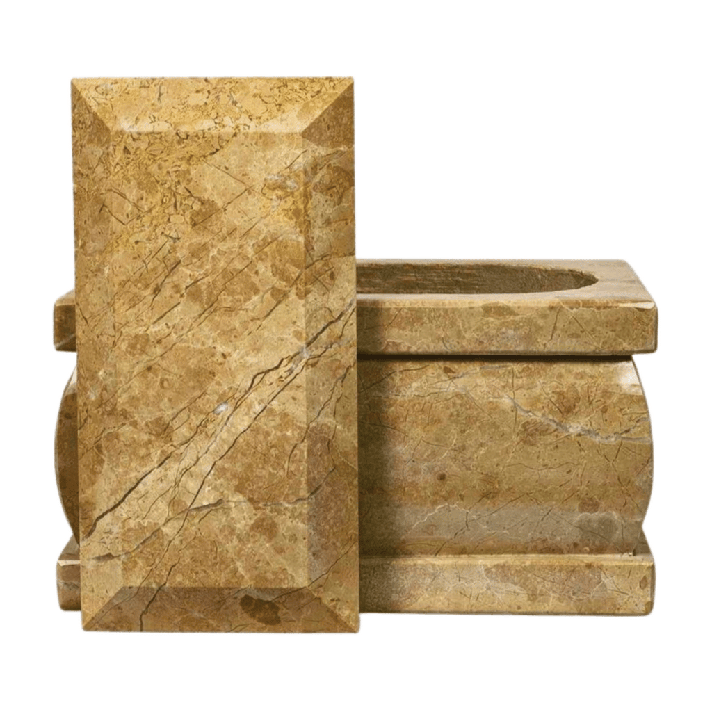 Beige Rectangle Marble Cremation Urn