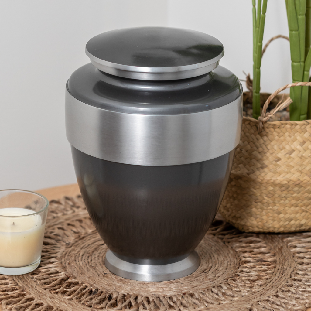 Two Tone Extended Silver Aluminium Urn