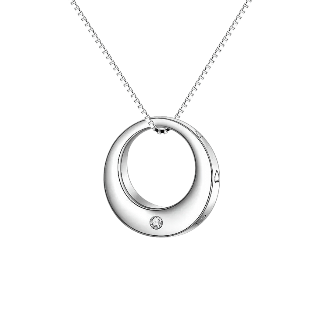 Hollow Oval Cubic Zirconia Cremation Necklace Sterling Silver