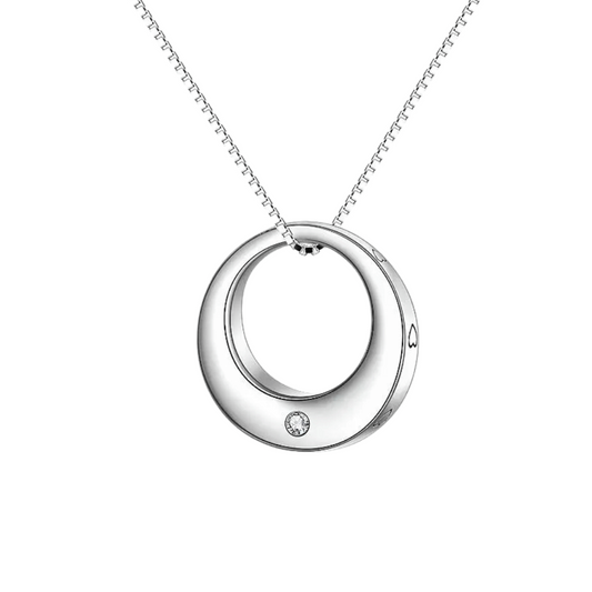 Hollow Oval Cubic Zirconia Cremation Necklace Sterling Silver