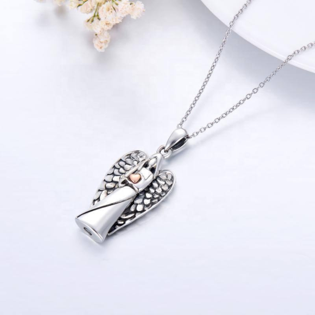 Angel Cremation Necklace Sterling Silver