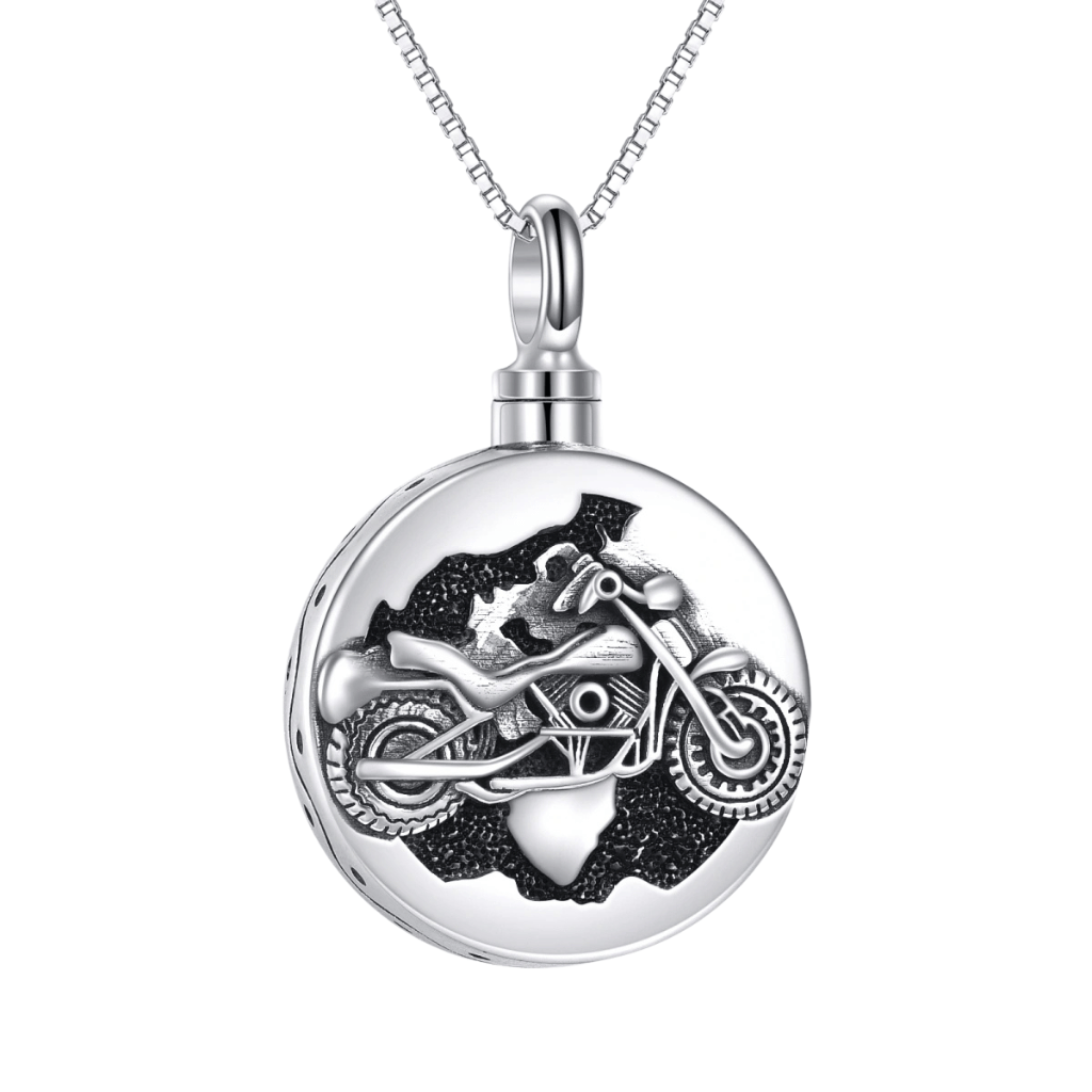 Motorbike Cremation Necklace Sterling Silver