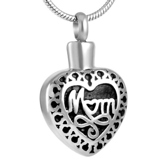 Mum Heart Cremation Necklace Stainless Steel