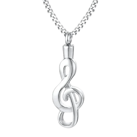Music Clef Cremation Necklace Stainless Steel