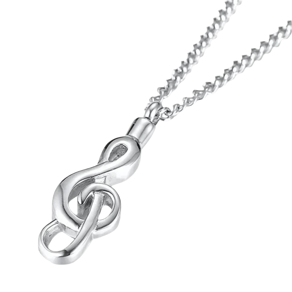 Music Clef Cremation Necklace Stainless Steel