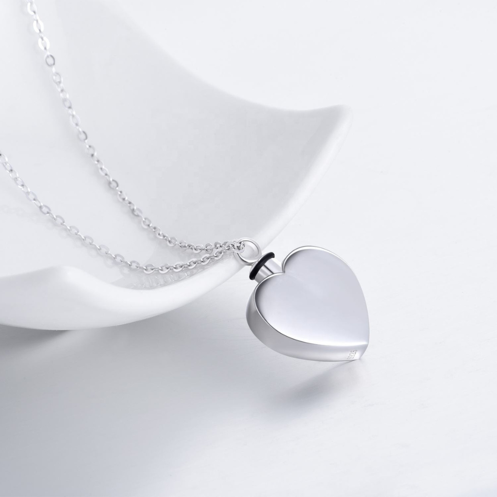 Heart Cremation Necklace Sterling Silver