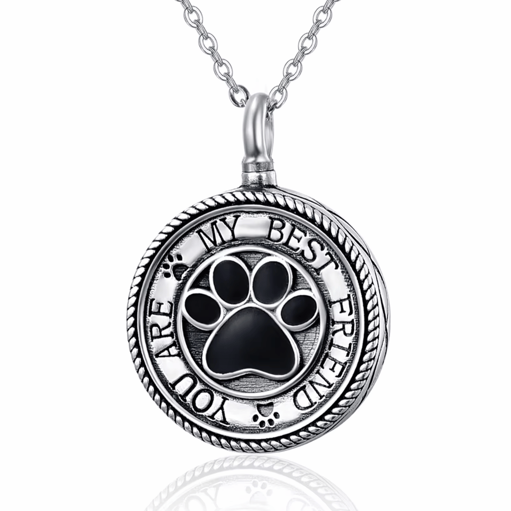 Pawprint Cremation Necklace Sterling Silver