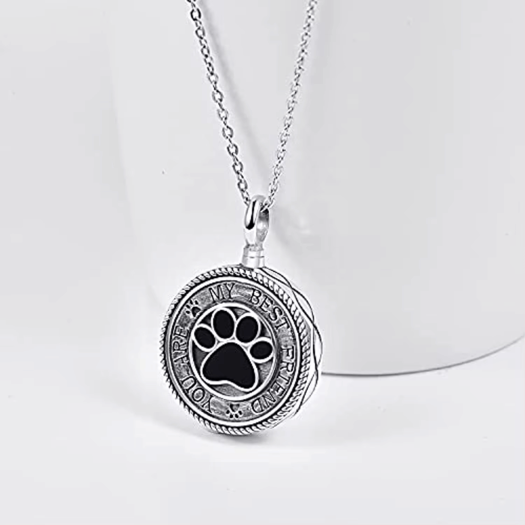 Pawprint Cremation Necklace Sterling Silver