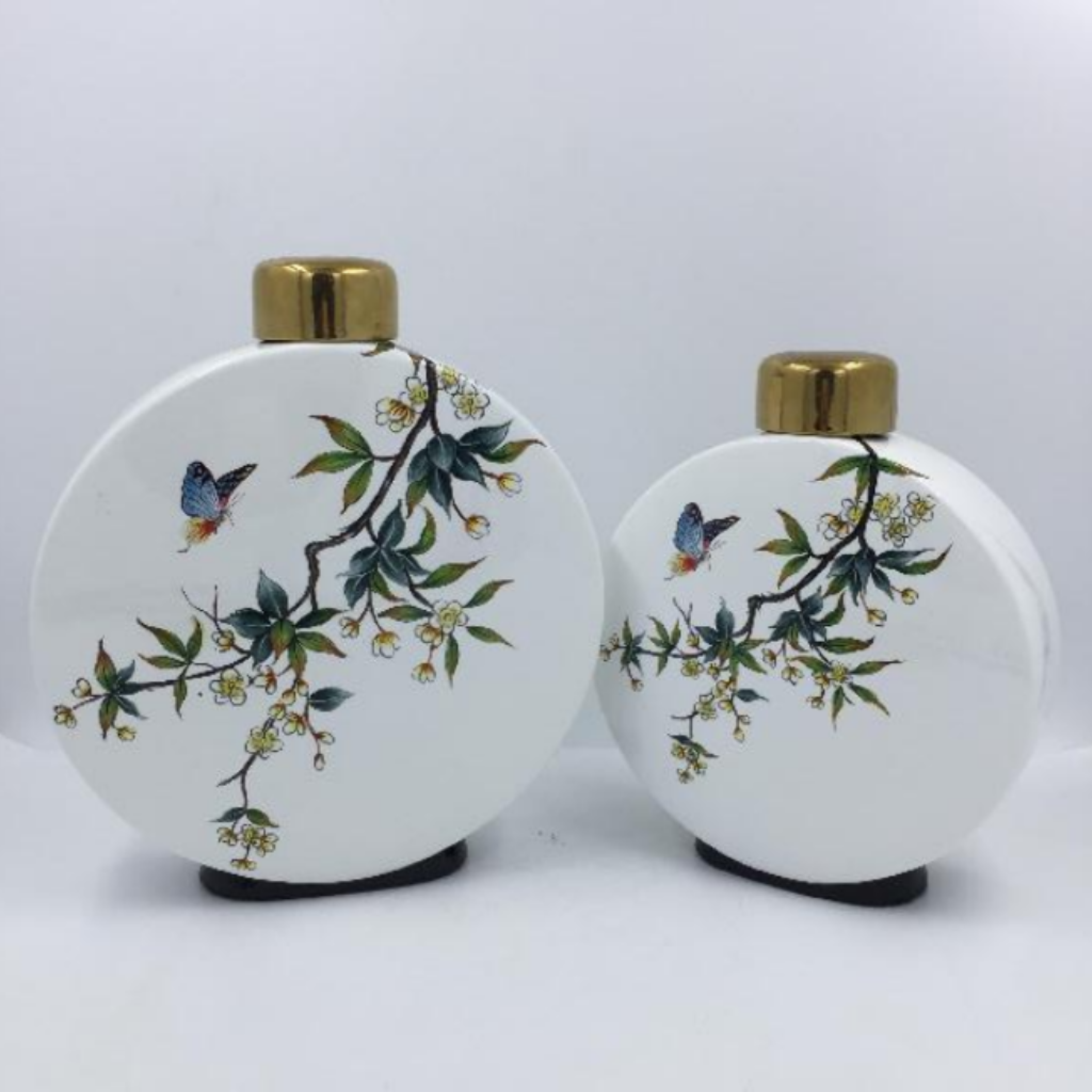Butterfly Nature Circle Ceramic Urn