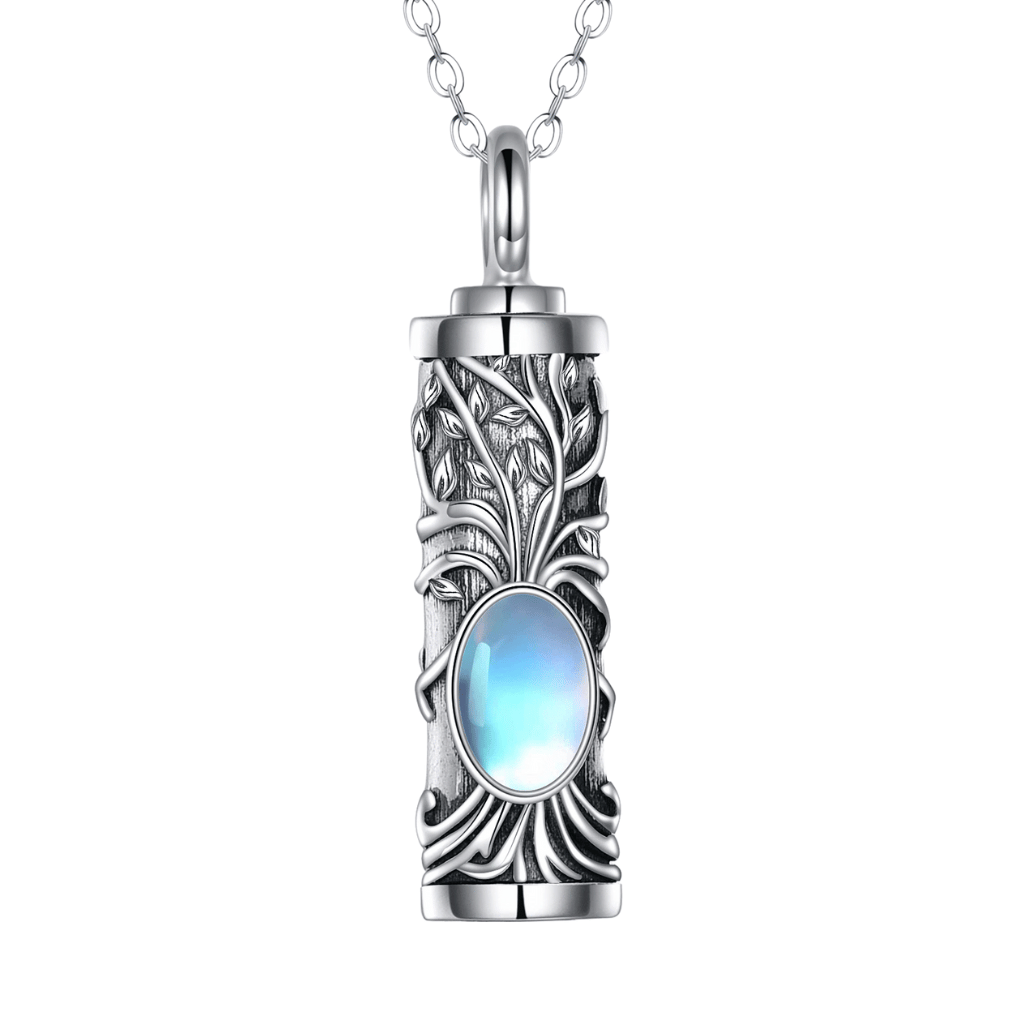 Blue Stone Cremation Necklace Sterling Silver