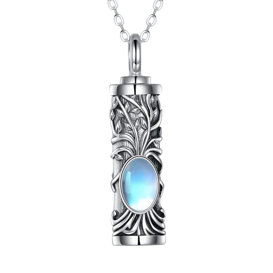 Blue Stone Cremation Necklace Sterling Silver