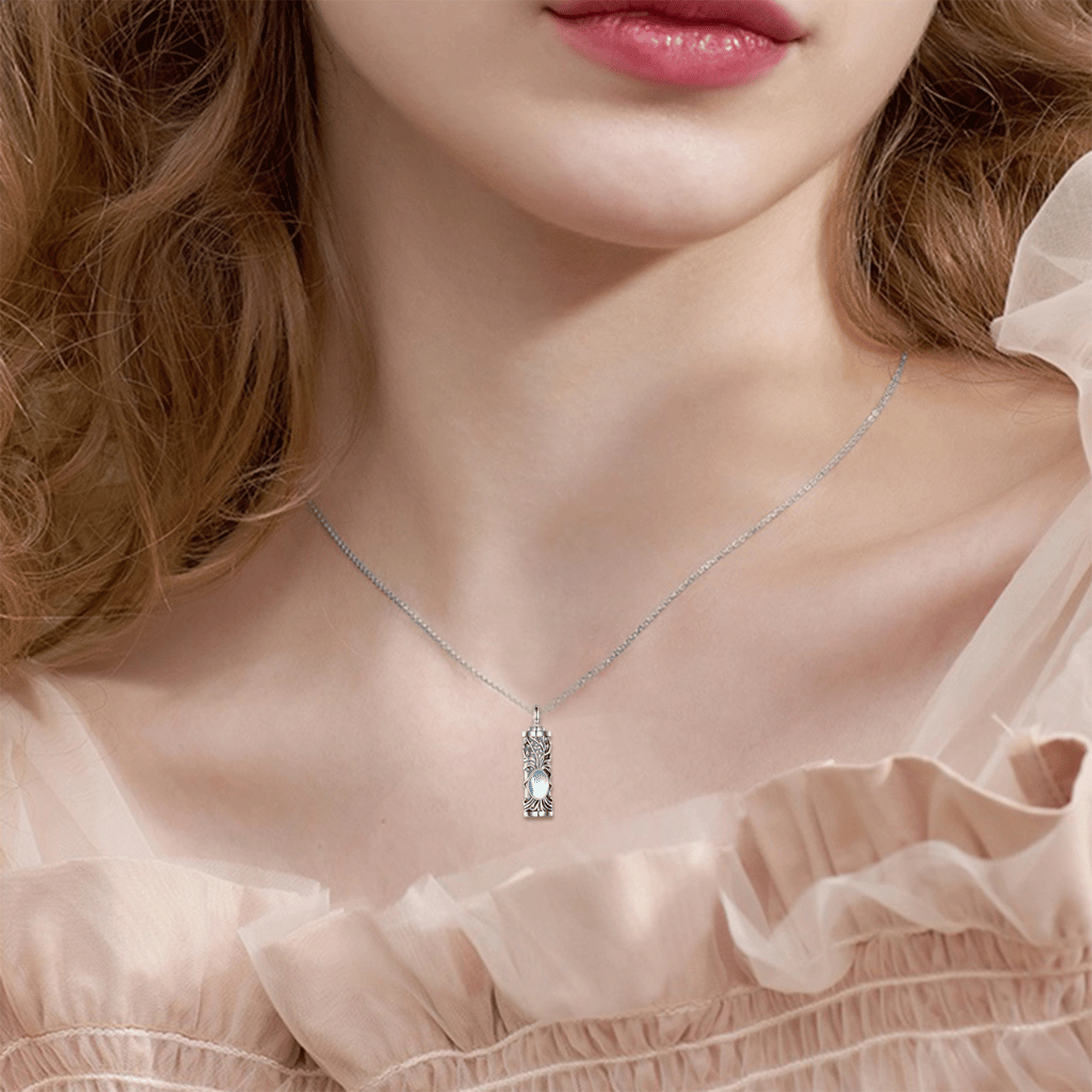 Blue Stone Cremation Necklace Sterling Silver