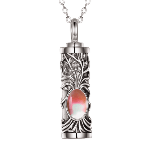 Red Stone Cremation Necklace Sterling Silver