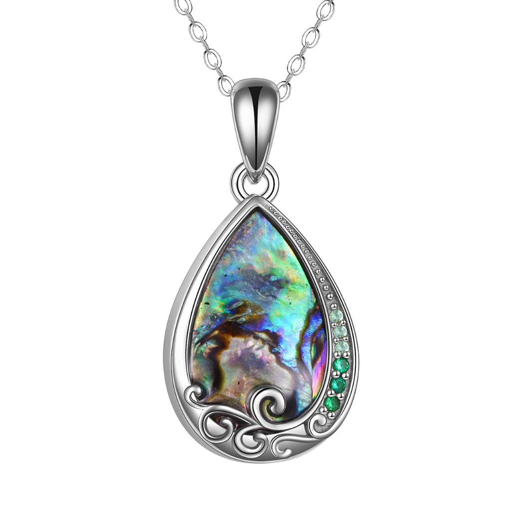 Abalone Drop Cremation Necklace Sterling Silver