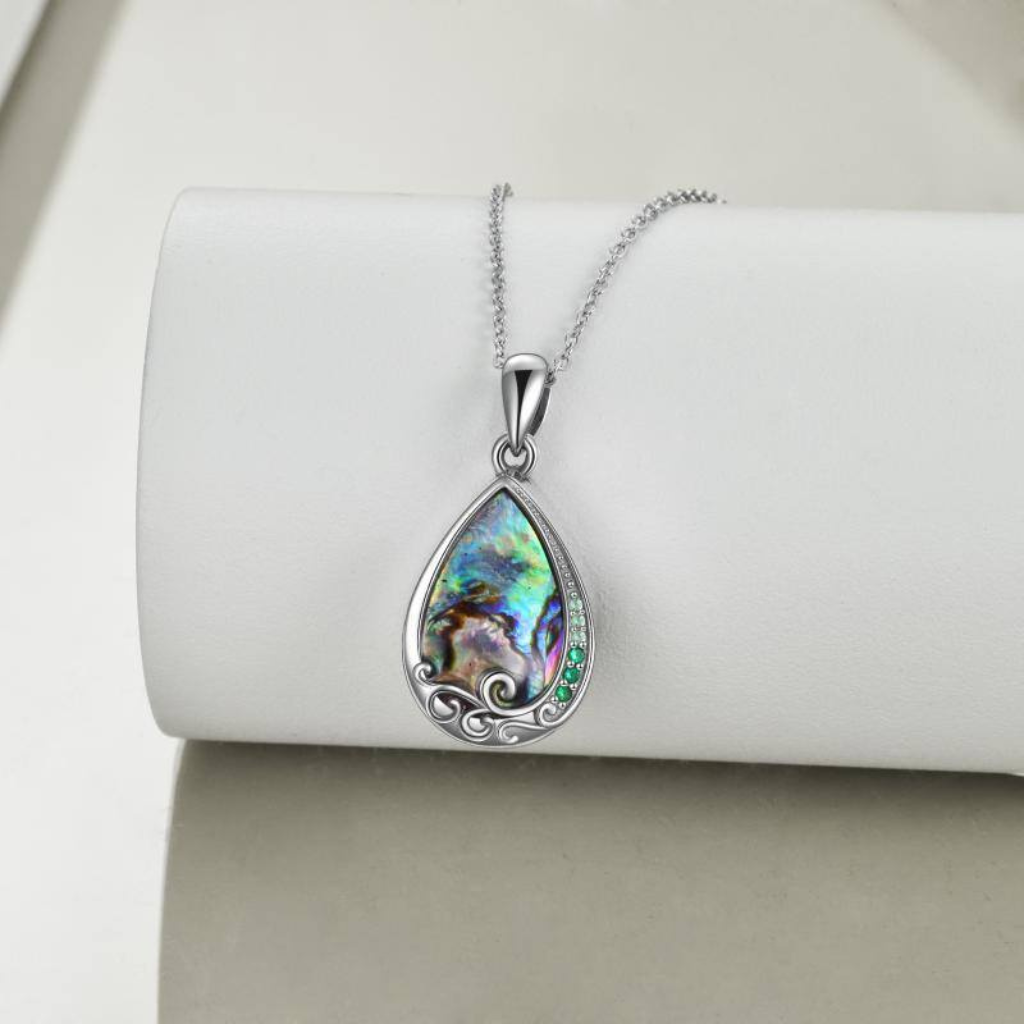 Abalone Drop Cremation Necklace Sterling Silver