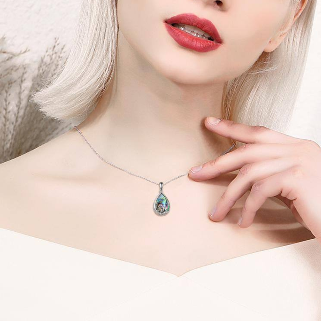Abalone Drop Cremation Necklace Sterling Silver