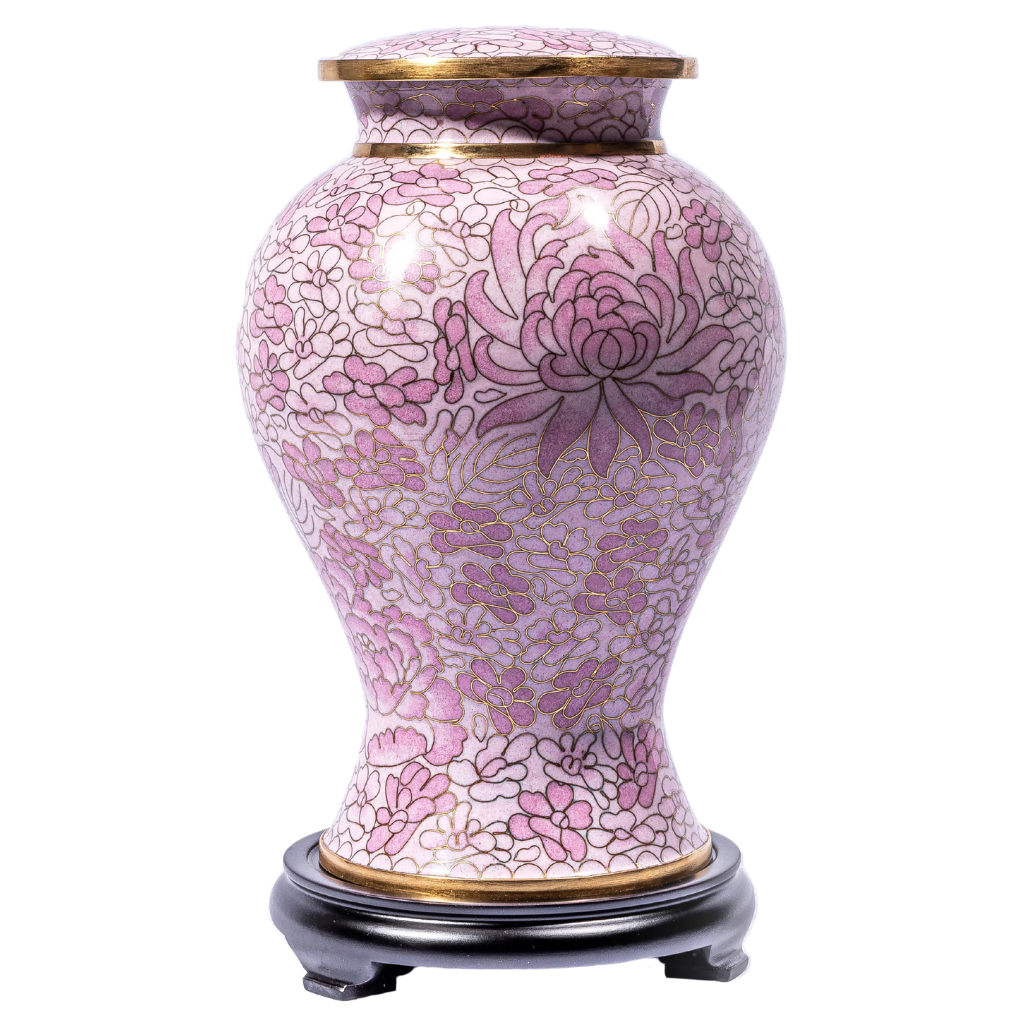 Pink Flower Cloisonné Urn
