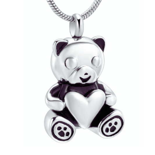 Bear Cremation Necklace Stainless Steel