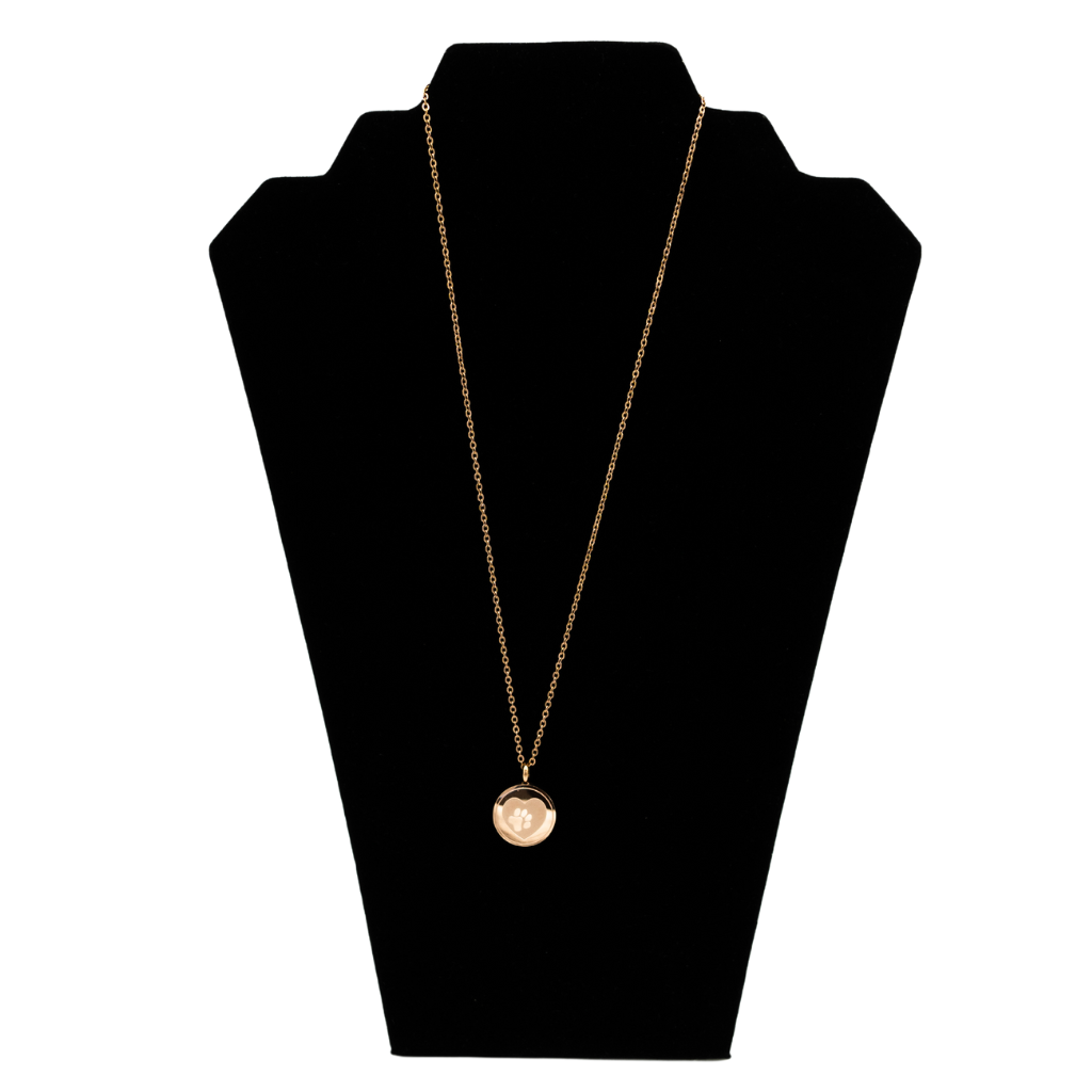 Rose Gold Pawprint Cremation Necklace Stainless Steel