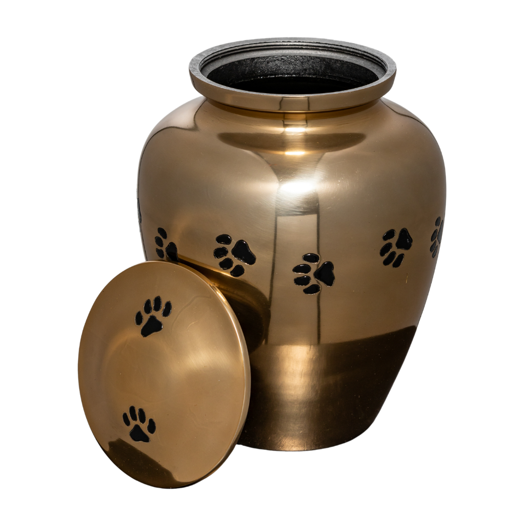 Gold Pawprints Aluminium Urn