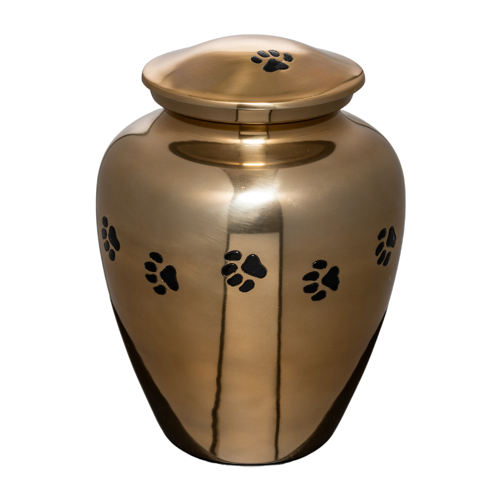 Gold Pawprints Aluminium Urn