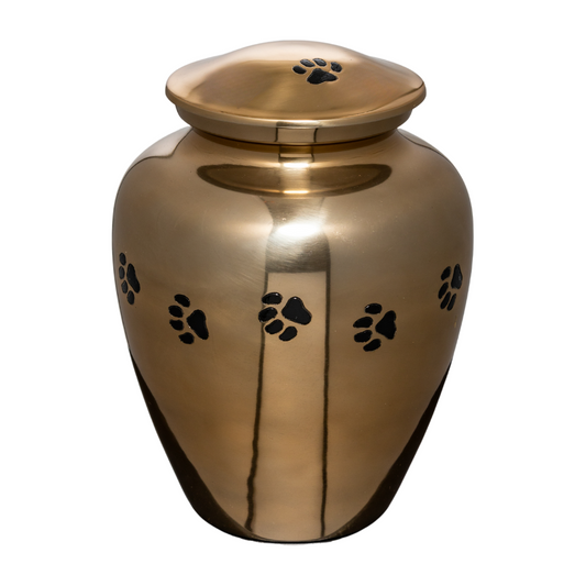 Gold Pawprints Aluminium Urn