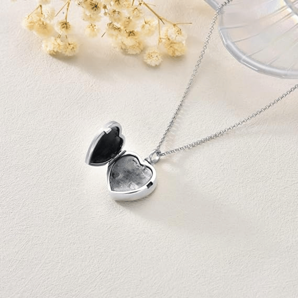 Pawprint Wing Purple Crystal Cremation Locket Sterling Silver