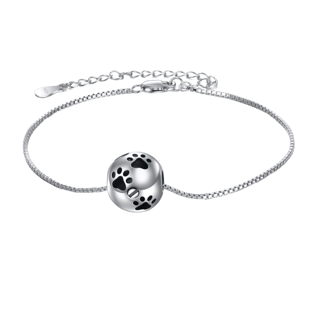 Paw Ball Cremation Bracelet Sterling Silver