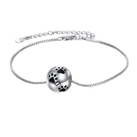 Paw Ball Cremation Bracelet Sterling Silver