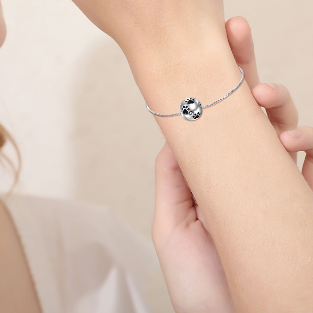 Paw Ball Cremation Bracelet Sterling Silver