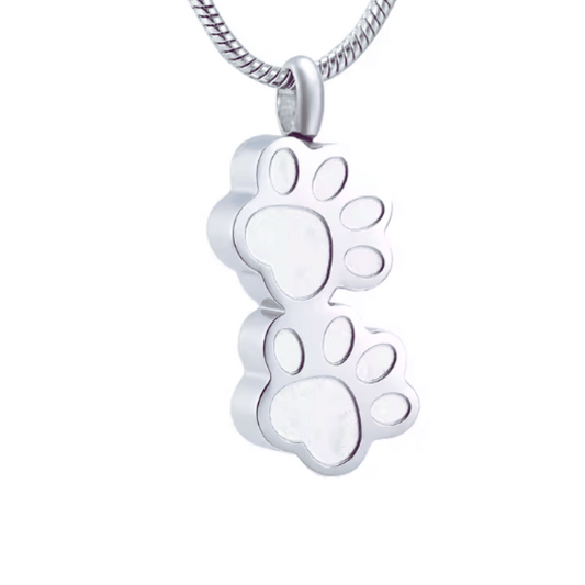 Pawprint Cutout Cremation Necklace Stainless Steel